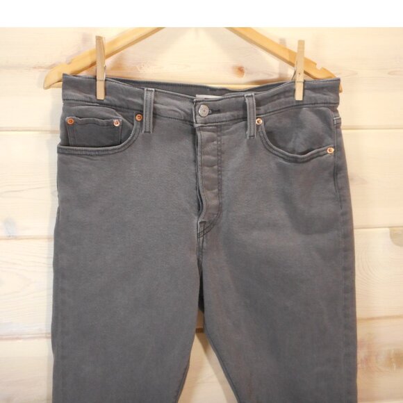 Levi's Ankle Wedgie Straight Jeans Faded Black Denim High Rise Womens Size 31x27 - Picture 2 of 11